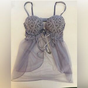 Victoria's Secret Lavender Lace & Mesh Babydoll Chemise